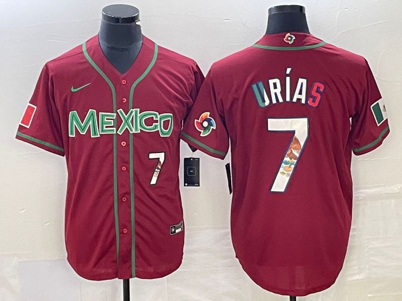 Men 2023 World Cub Mexico #7 Urias Red camo Nike MLB Jersey11->more jerseys->MLB Jersey